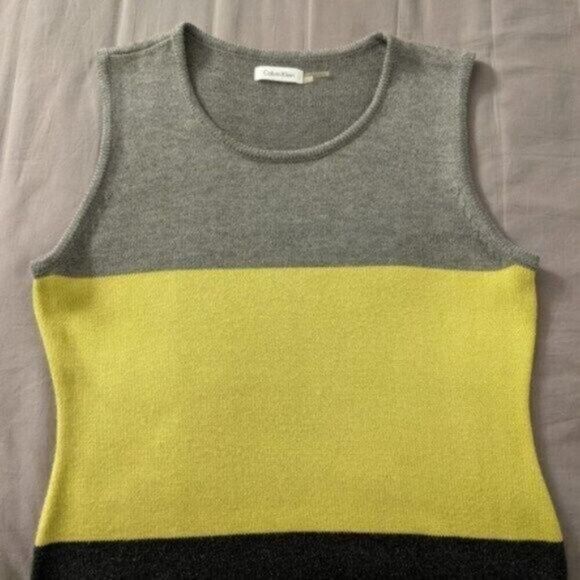 Calvin Klein Cheerful and cute Colorblock Knit Sleeveless Dress L EUC - Picture 3 of 8